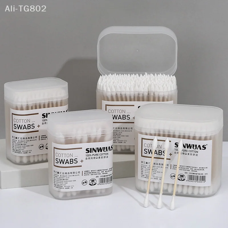 100/200Pcs Disposable Home Dual Heads Ear Cleaning Makeup Cotton Swabs Buds