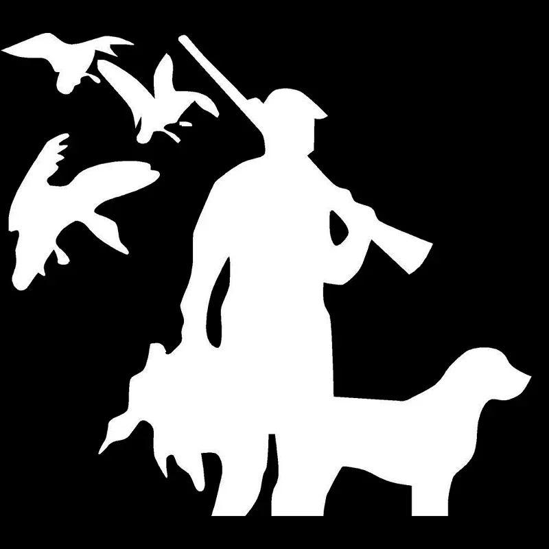 

1 PCS 14cm*12.8cm Duck Hunting Dog Fashion Vinyl Decals Car Stickers Car-styling Black/Silver Decorative Accessories