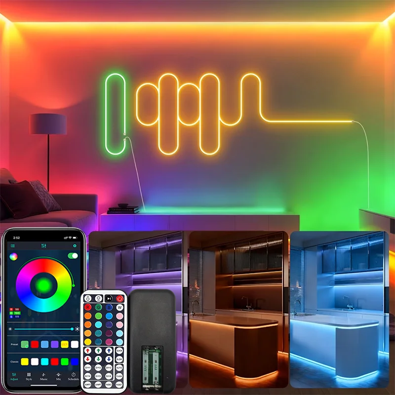 Smart RGB Under Cabinet Lights, Led Neon Nope Lights, Flexible LED Strip Lights,Under Counter Lights for Kitchen, Cupboard, Desk