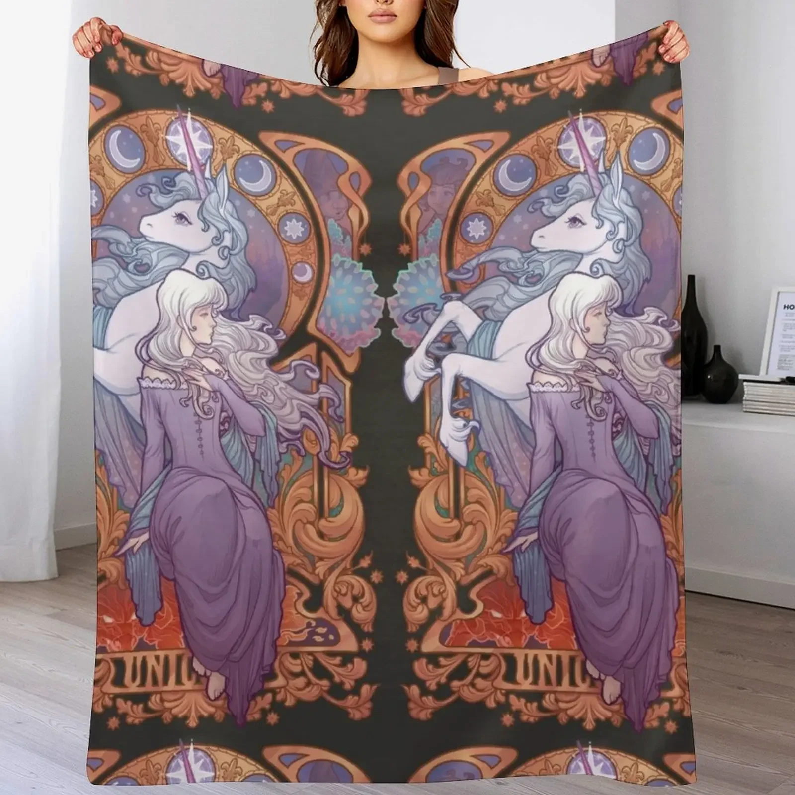 

Lady Amalthea - The Last Unicorn Throw Blanket Warm for winter Cute Plaid Flannels Blankets