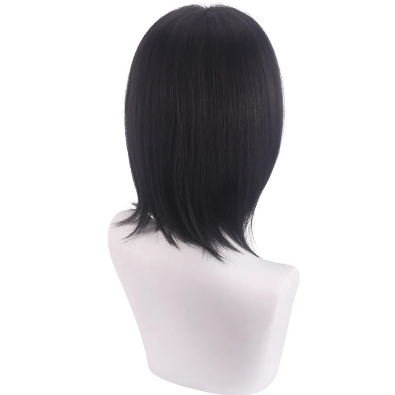 Wig Sintetis Black Mullet Gaya Rambut Berlapis Pendek Serat Tahan Panas untuk Kostum Pesta Cosplay Anime Penggunaan Sehari-hari