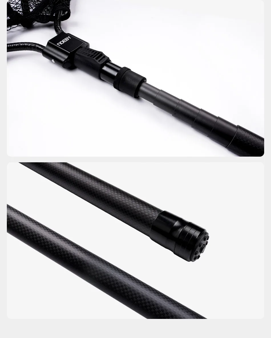 NOEBY Telescopic Landing Net Full Carbon Frame Folding Floating Fishing Net 122-326cm Long Handle 60x50cm