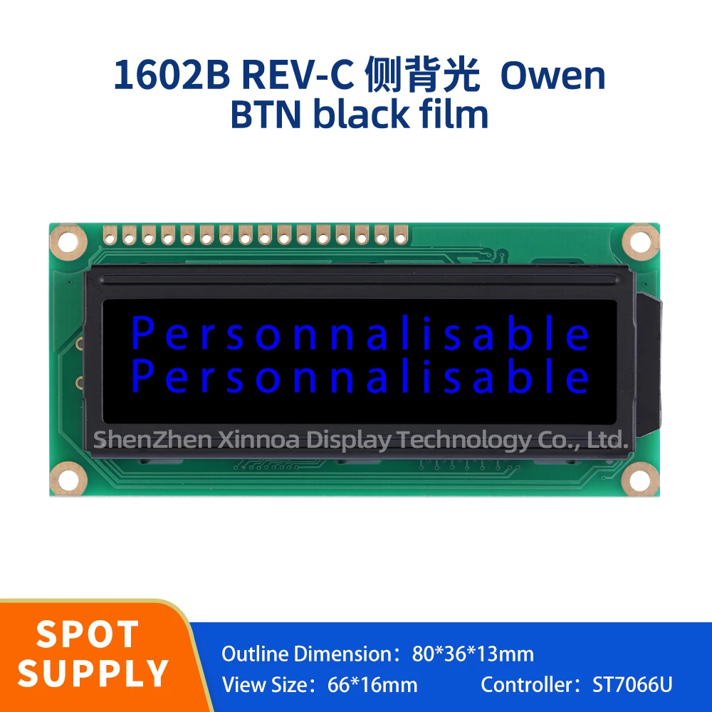 

Factory Direct Supply 16X2 Character BTN Black Film Blue Letters 1602B Rev. C LCD European LCD Screen High Brightness Screen