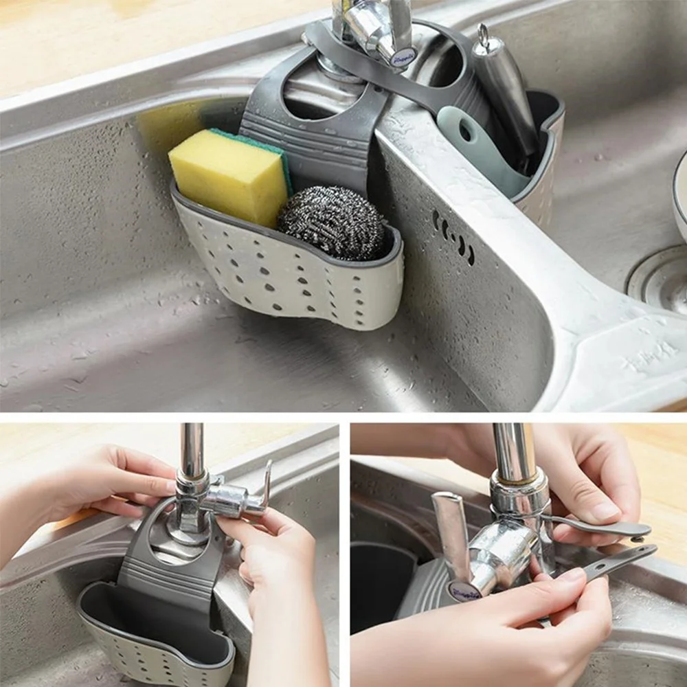 1 Pcs Kitchen Basket Sink Drain Rack Strainer Bathroom Storage Container Kitchen Sink Sponge Storage Hanging Organizer