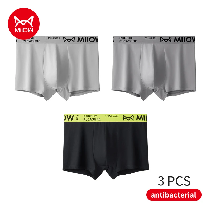 MiiOW 3Pcs Mann Unterwäsche Boxer Männer Graphene Antibakterielle Schritt männer Boxershorts Unterhose Boxer Shorts Trunks MRM1923