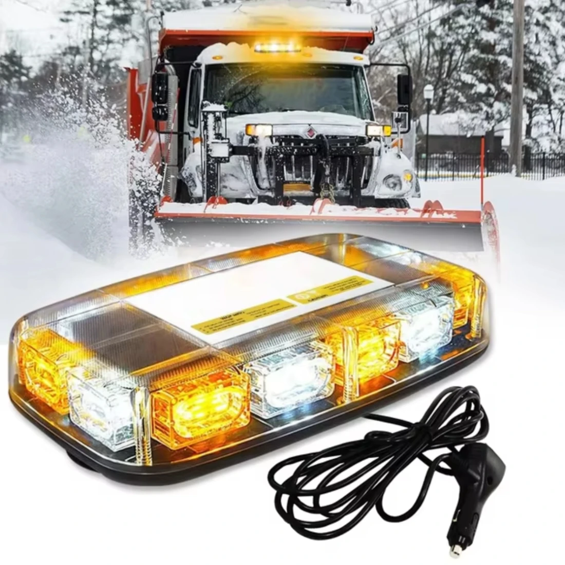 48LED Magnetic Rotating Flash Beacon Strobe Warning Light Roof Top Emergency Signal Lamps Car Flashing Lights Amber White