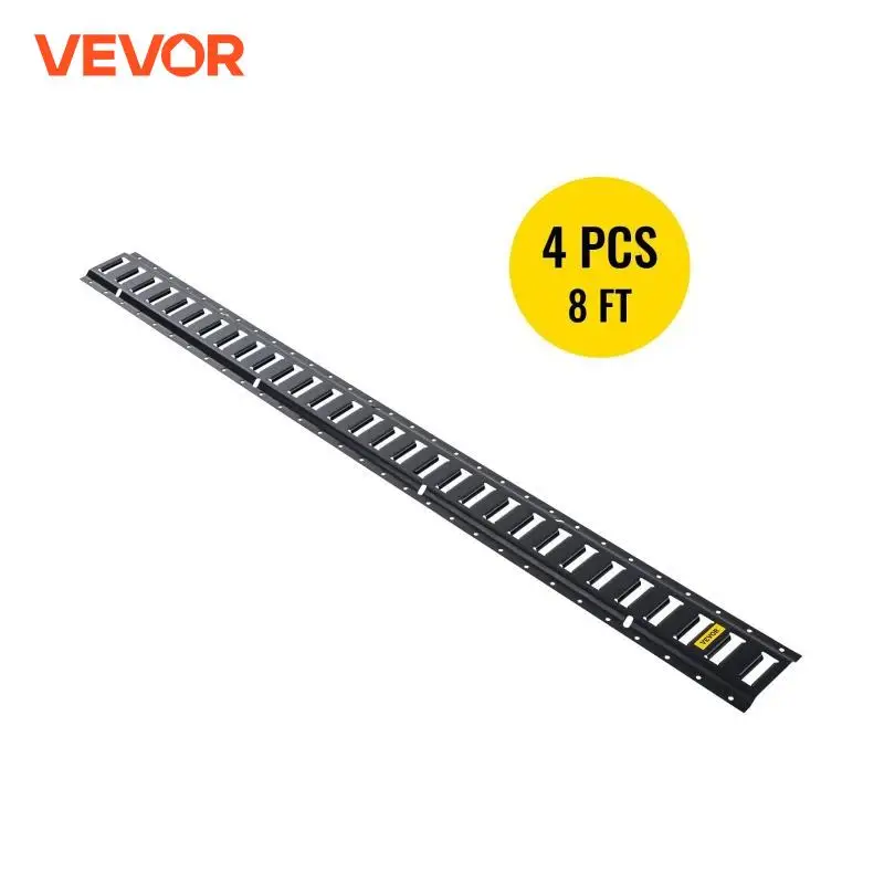 VEVOR 4/6Pcs E-Track Tie-Down Rail 5/8FT Steel Rails Compatible W/ O-Rings & D-Rings & Tie-Offs & Ratchet Straps & Hooked Chains