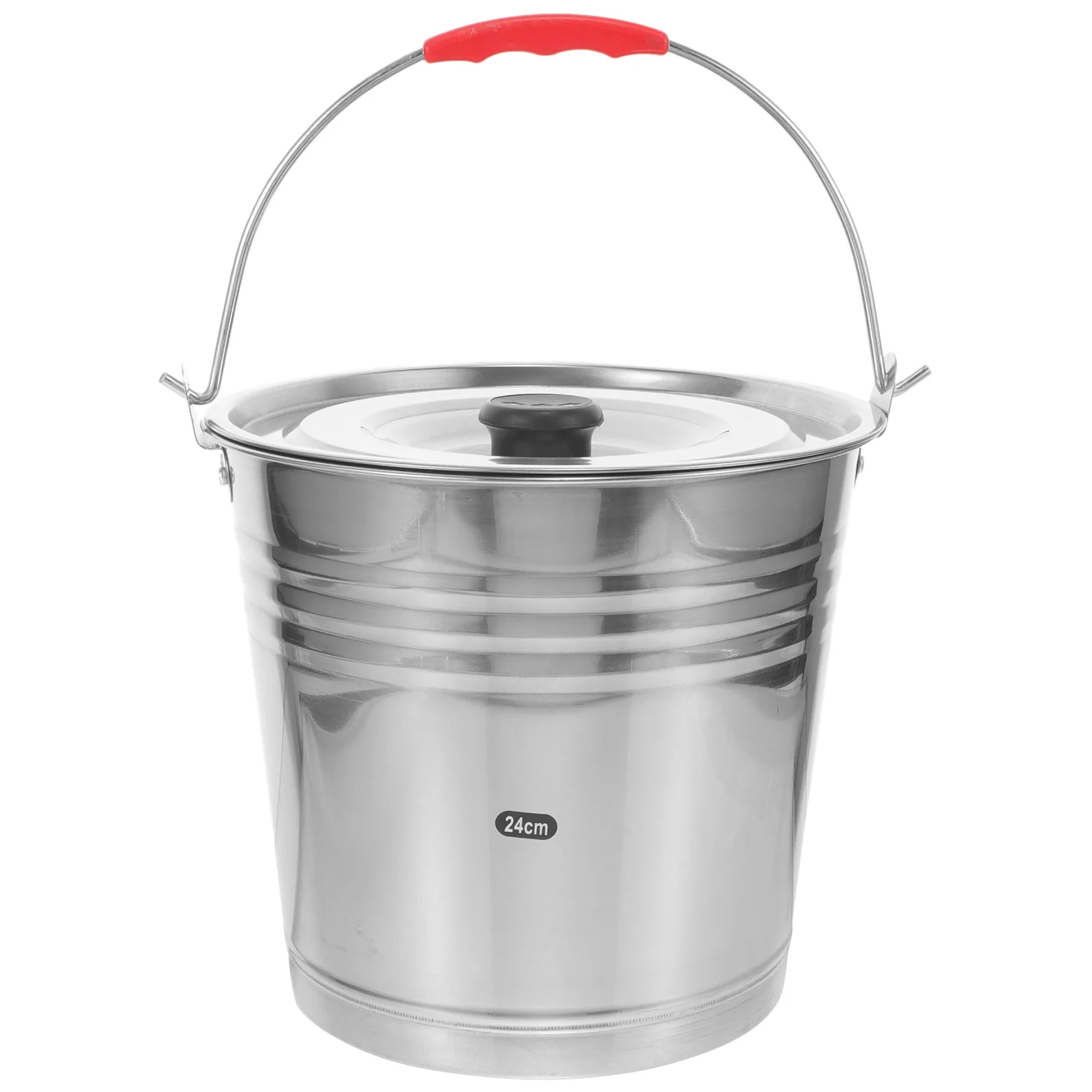 Stainless Steel Bucket Storage Trashcan with Lid Ice Cube Container Portable Water