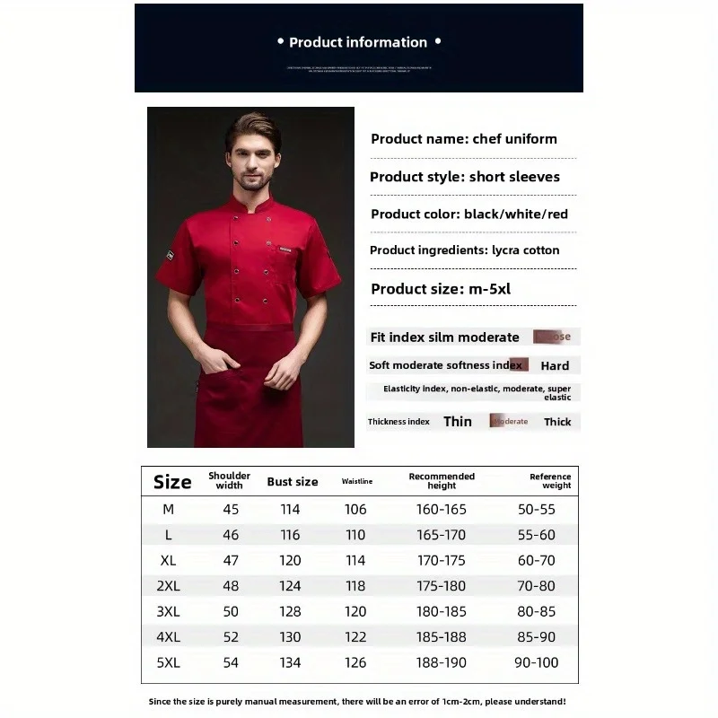 Chef's Work Clothes Men's and Women's Short Sleeves Summer Hotel Restaurant Cafeteria Back Kitchen Breathable Mesh Chef's