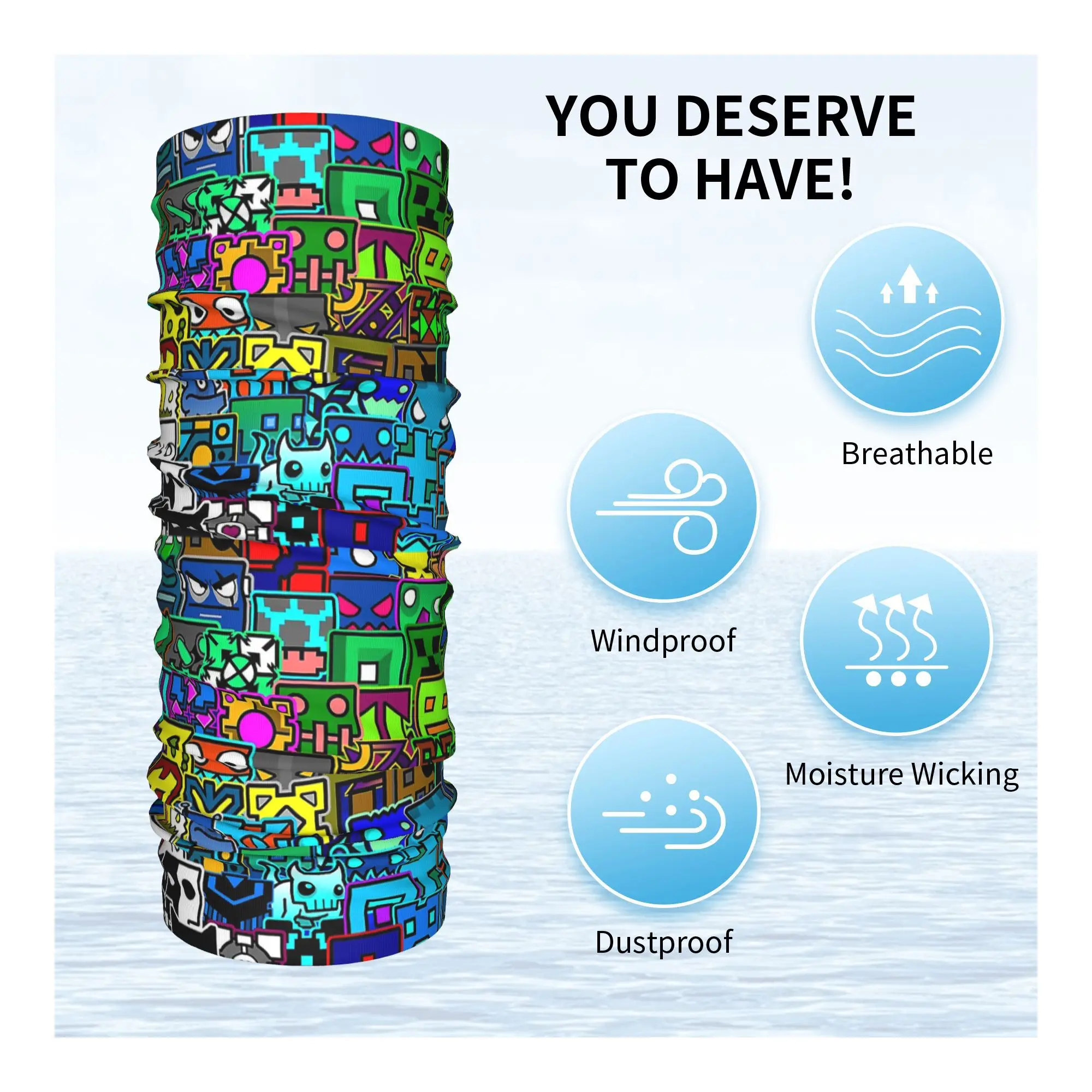 幾何学模様 バンダナ ネックカバー プリント マスク スカーフ 多用途 ヘッドバンド 乗馬 ユニセックス 大人 洗える