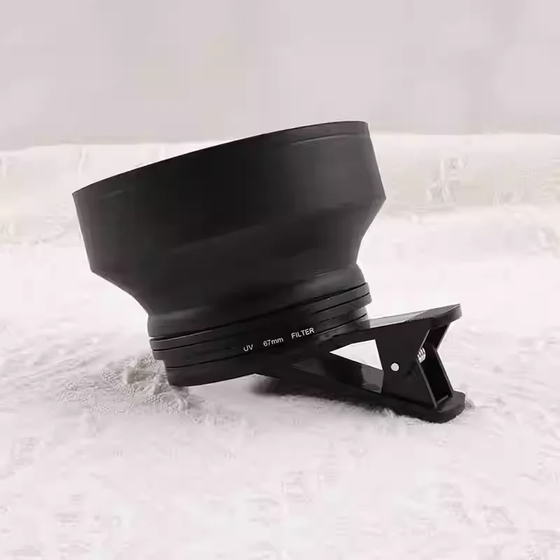 67mm Filter Holder Rear Lens Mount Adapter Clip Rubber Lens Hood Anti Reflective Photography Accessories for Mobile Phone