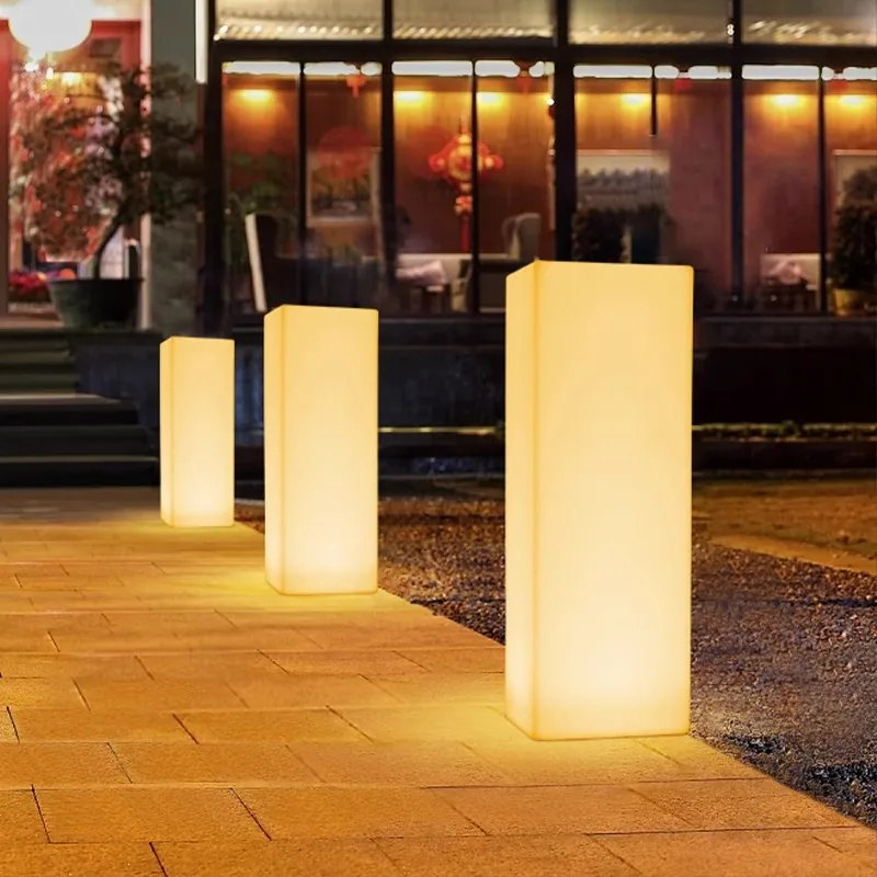 LED Pillar Solar Garden Lights for Landscaping Outdoor Backyard Villa Garden in Minimalism Style Feature Waterproof for Lawn