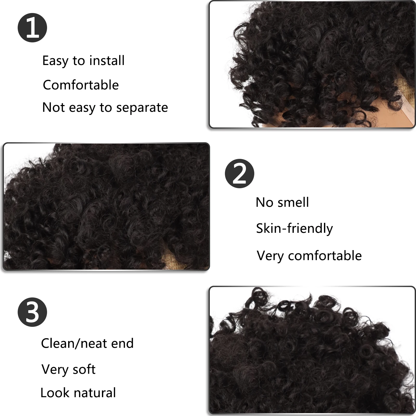 شعر مستعار اصطناعي ذيل حصان ملحقات الأفرو عالية نفخة كعكة الشعر الرباط مع الانفجارات قصيرة غريب مجعد كليب للنساء السود يوميا #5