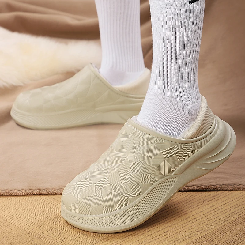 شباشب قطنية مقاومة للماء للرجال والنساء، للخريف والشتاء، كعب مغلق، موديل جديد 2025، داخلي غير قابل للانزلاق، مبطن بالصوف، أحذية قطنية دافئة للارتداء الخارجي #3