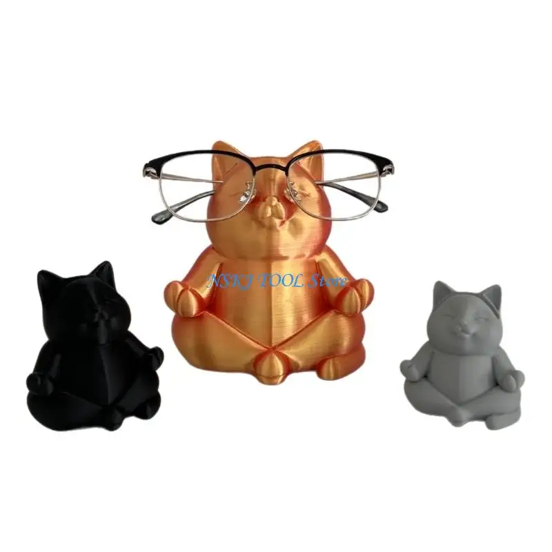 L8RC Glasses Holder Stand for Desk Resin Cats Statue Eyeglasses Display Stand Ornament