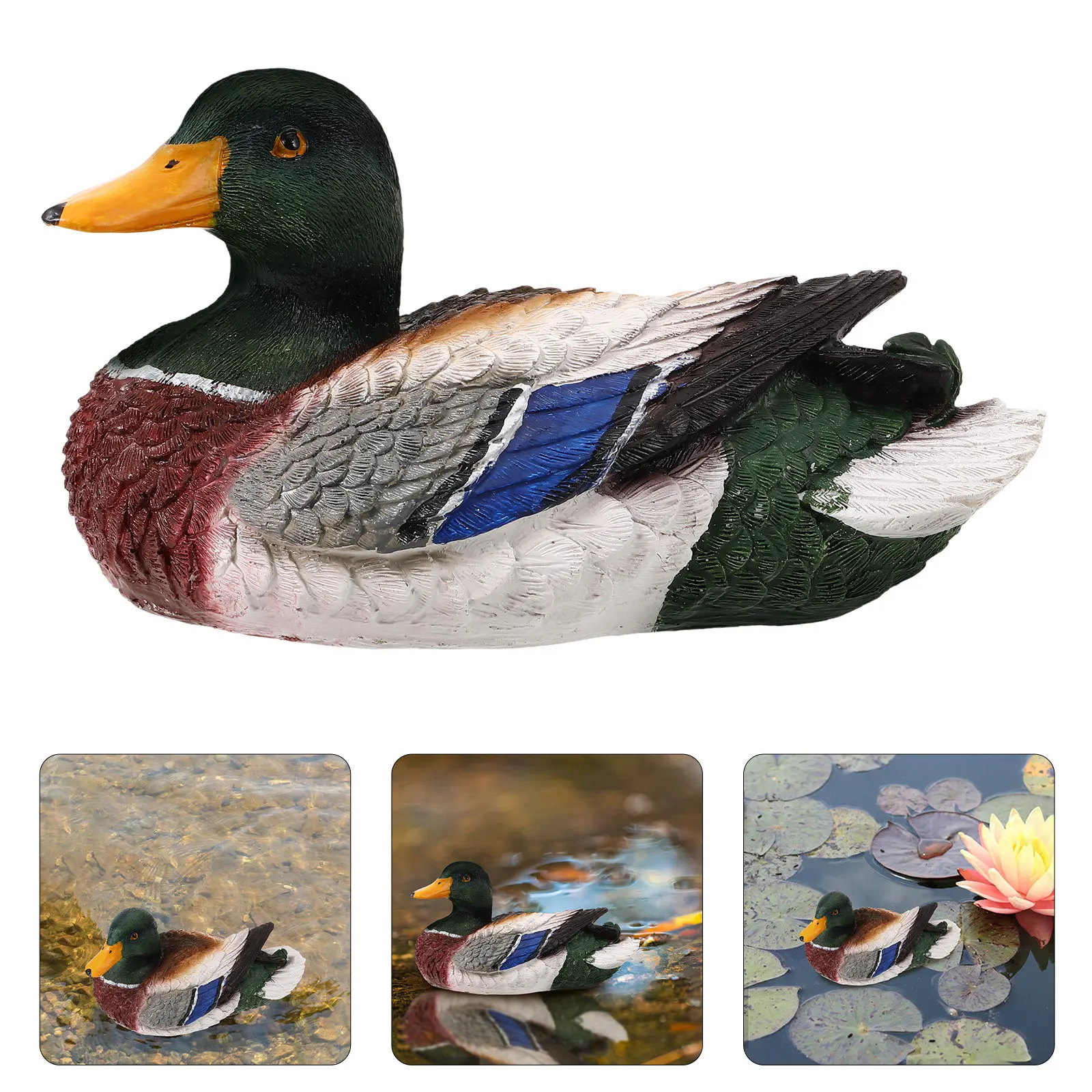Garden Floating Duck Statue Resin PU Crafted Water Resistant Pond Decor with Smooth Edges Safe Touch Cheerful Atmosphere