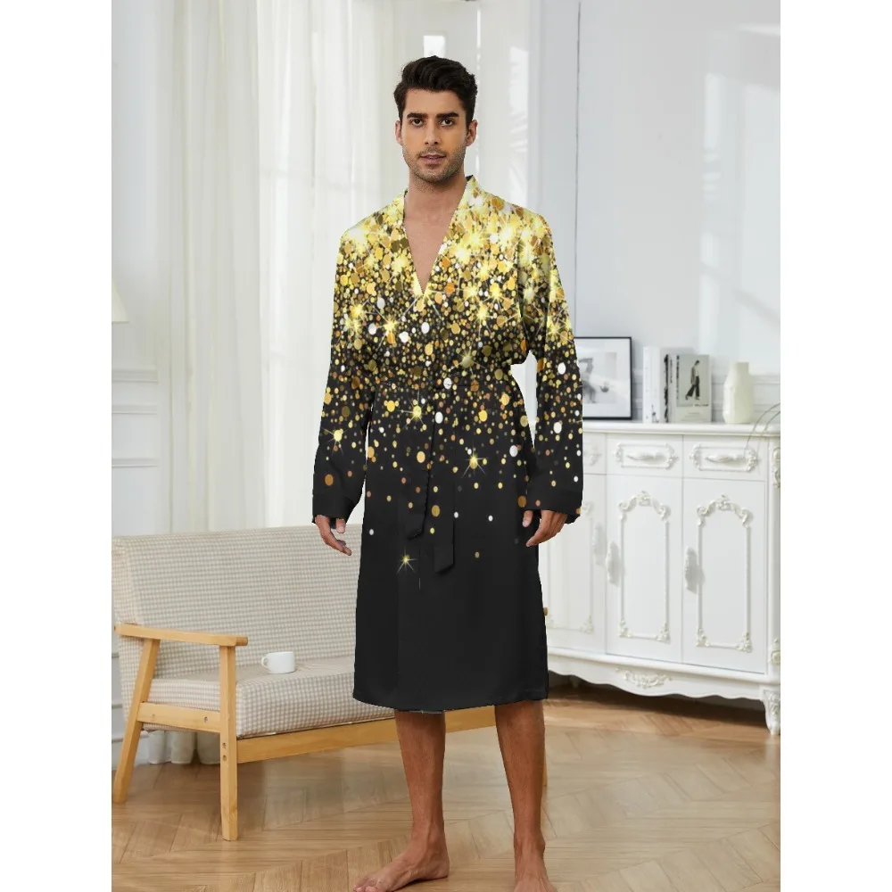 

Summer men's nightgown ice silk pajamas long-sleeved bathrobe tied thin home clothes short-sleeved new style all seasons