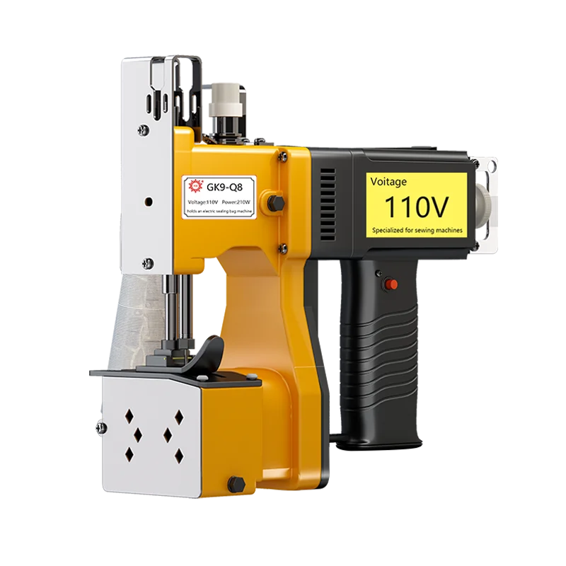 Máquina de coser eléctrica semiautomática enchufable de mano con funciones potentes y estables para tejer bolsas y arpillera más