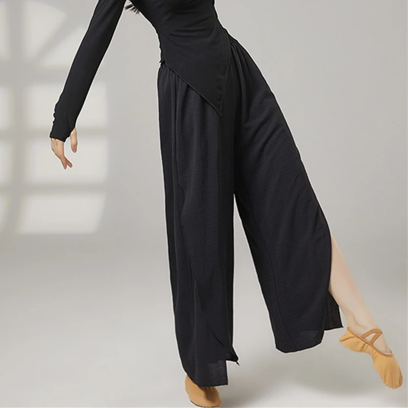 Pantaloni da danza classica da donna Pantaloni divisi da yoga Vita elastica Gamba larga Casual Costumi di linea di scena quotidiana Pantaloni da allenamento larghi
