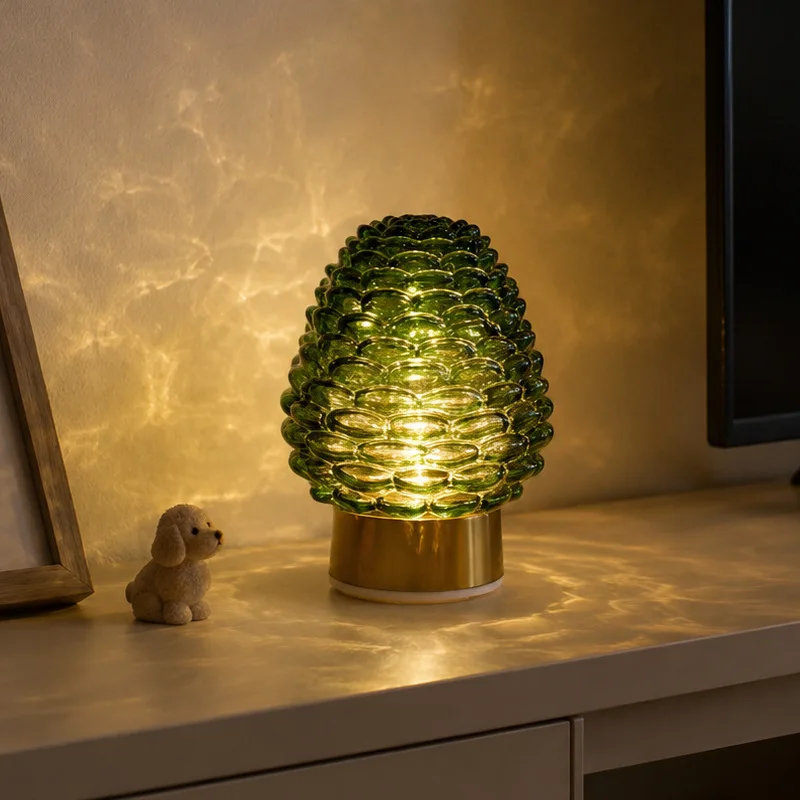 Glass Crystal Decorative Table Lamp Creative Bedside Night Light for Bedroom Nightstand