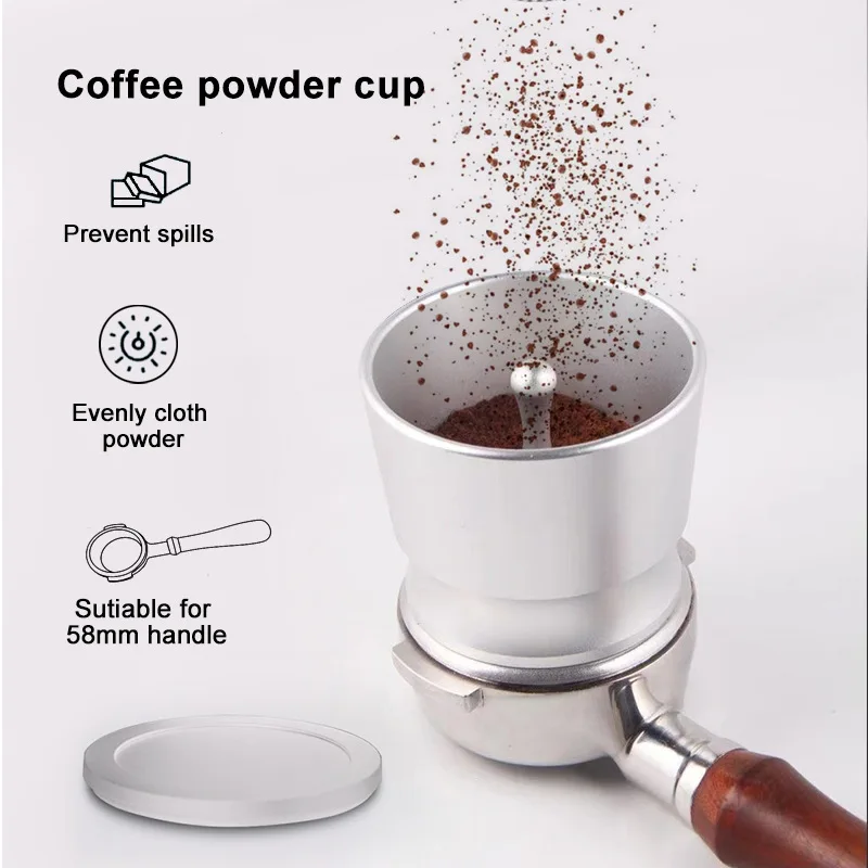 

Espresso Coffee Dosing Power Cup Funnel Fit 58MM Portafilt with Stirrer Stainless Steel Home Cafe Accessories Breville Barista