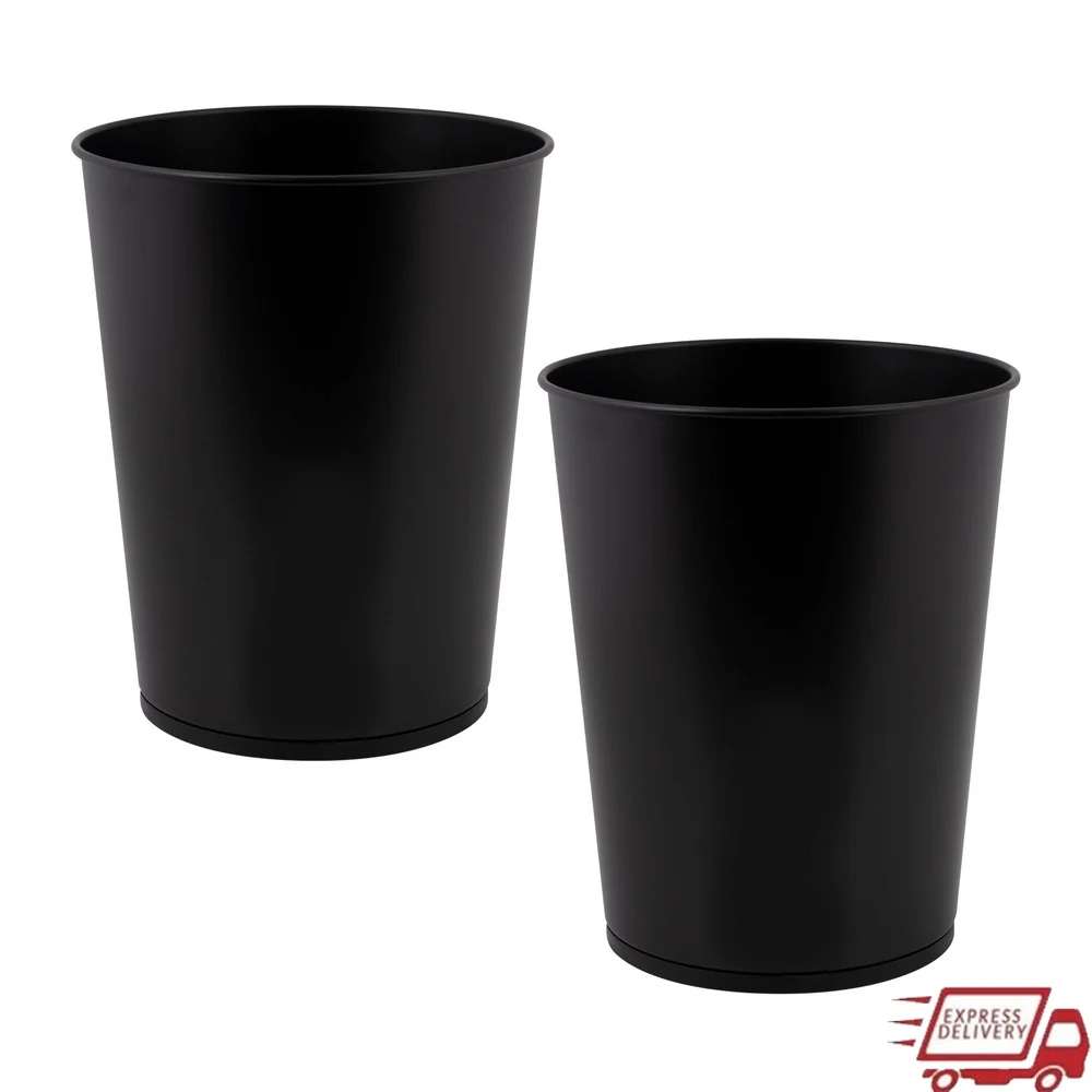 

2 упаковки, матовый черный железный мусорный бак, компактная корзина для мусора, домашний офис, ванная комната, небольшое пространство, 1,3 галлона, для внутреннего использования