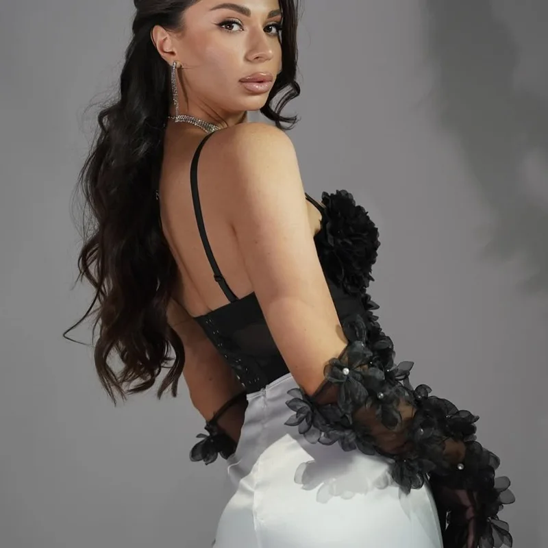 New Lace Women's Top Sleeveless Enterprise Collar Transparent Shirt Perspective Flower Lace Top