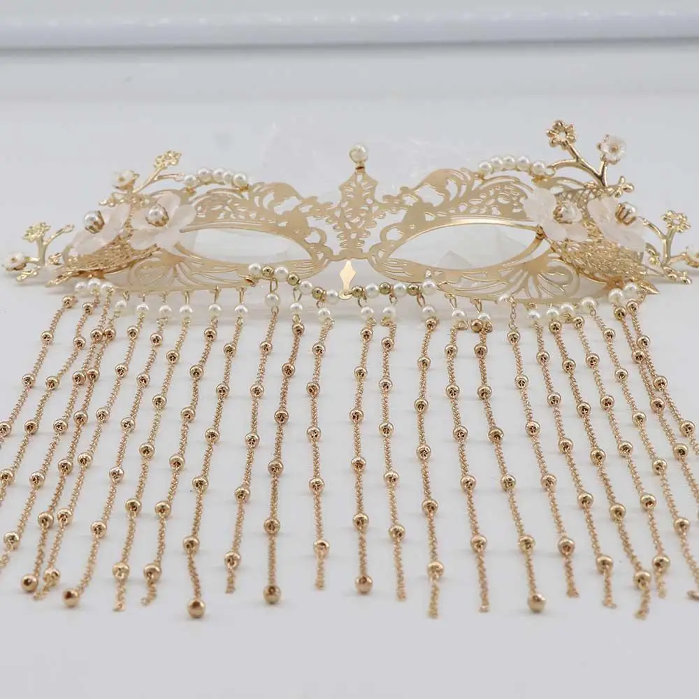 

Retro With Tassel Alloy Pearls Floret Wedding Headdress Anonymous Face Cover Women Mysterious Veil Chinese Style Accessories