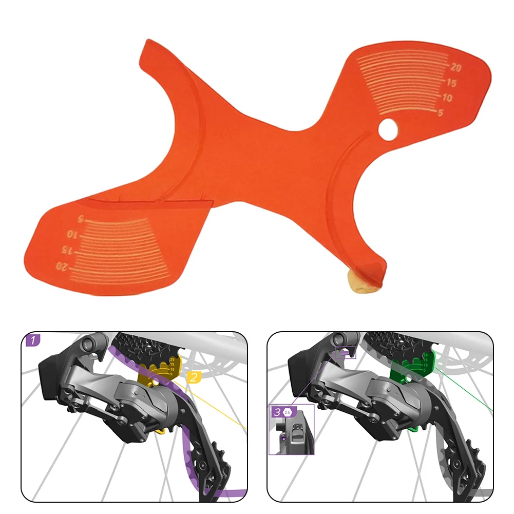 ไม้บรรทัดวัดเครื่องมือด้านหลัง Derailleur สีแดงขี่อุปกรณ์ไม้บรรทัดเครื่องมือวัสดุ ABS ปรับเครื่องมือวัดปรับไม้บรรทัดเครื่องมือ