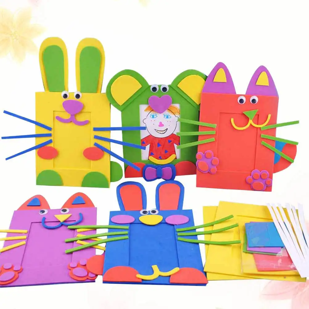 

DIY Photo Frame Making Material Kids Handcraft Supplies for Children Bright Fun Educational Art Craft Kit Random Color