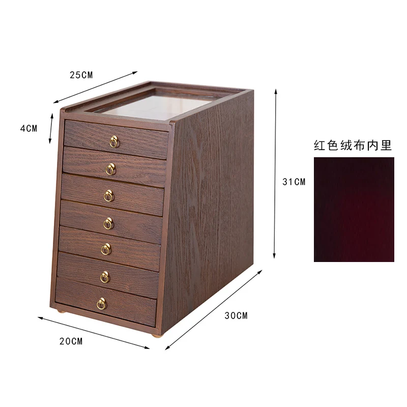 Vintage Jewelry Storage Box Wooden Jewelry Desktop Classic Multi layered Drawer Display