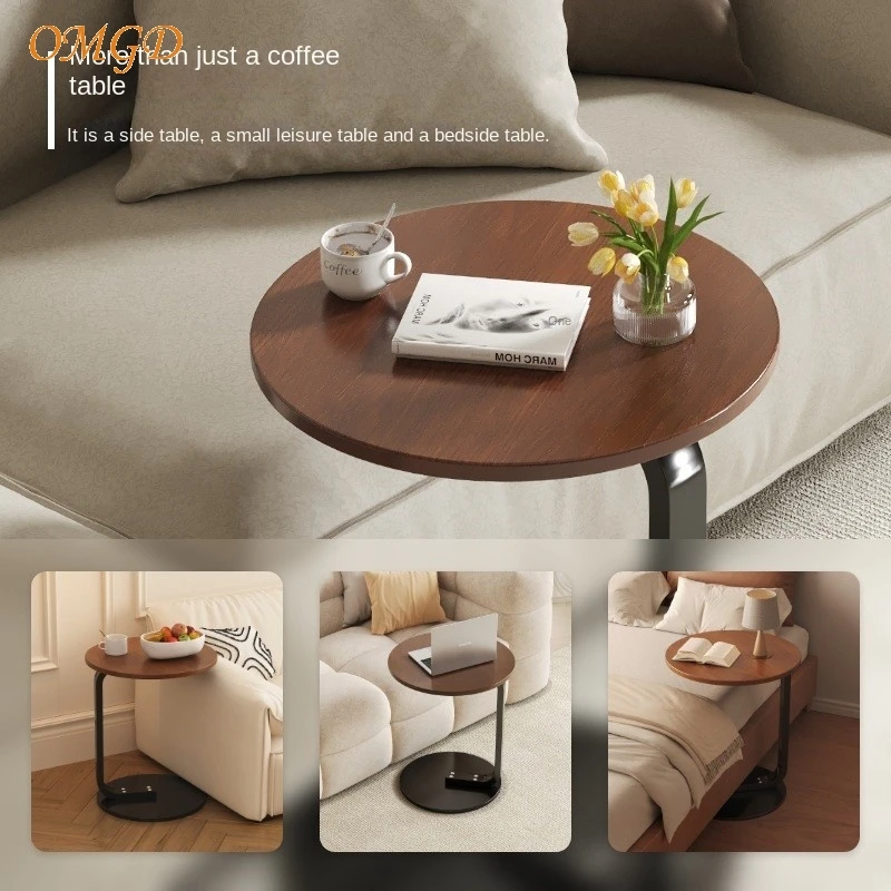 OMGD Living Room Small Round Table Balcony Sofa Next To The Coffee Table Bedroom Bedside Table Removable Simple Shelf News