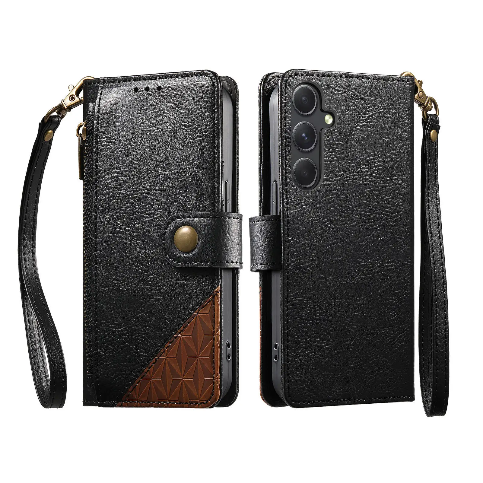 

Чехол-кошелек из кожи с цветными вставками и слотом для карт для Samsung Galaxy A54 A51 A52 A52s A50s A50 A32 5G A30s, ударопрочный чехол для телефона