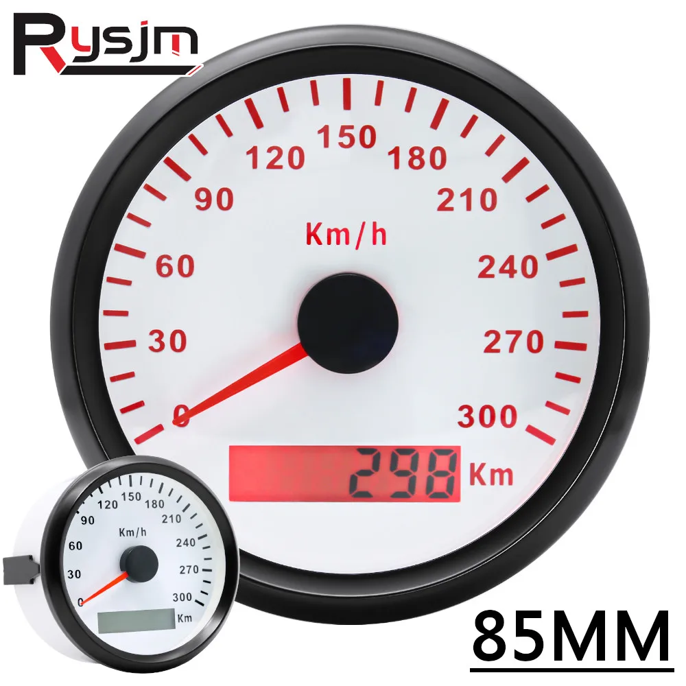 

85MM GPS Speedometer With Red Backlight GPS Antenna 300kmh 200kmh 120kmh digital speedometer motorcycle gps Speed Gauge 12V/24V