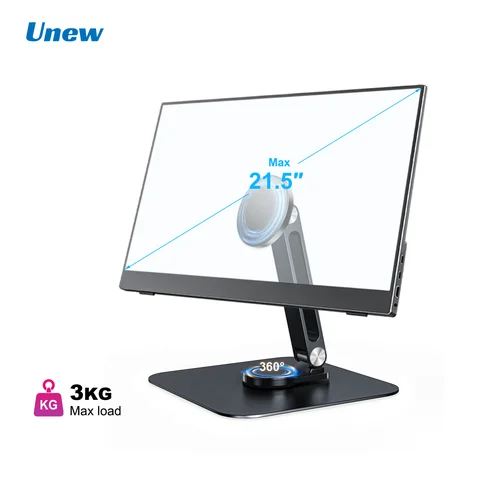 Soporte Metálico Magnético Negro 360 °   Soporte giratorio para monitor portátil, pantallas de iPad y iPhone, soporte estable de 3 kg