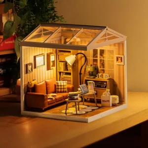 Robotime-DIY Miniatura Dollhouse Kit com Acessórios, Supply Store Kit, LED para Construir, Decoração, Presente de Aniversário 12 principais vendas minhatura de predio - №2