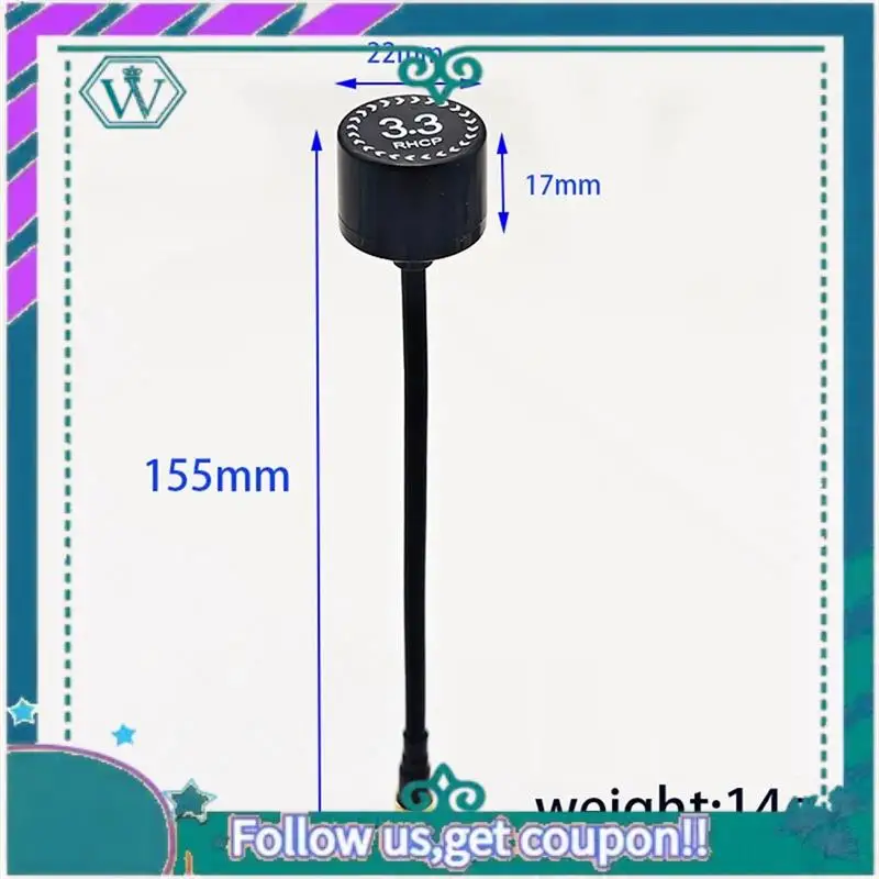 A75Q-3.3G Antenna Lollipop 160Mm RHCP 4.5Dbi High Gain SMA Transmitter Antenna FPV Racing Drone view 6