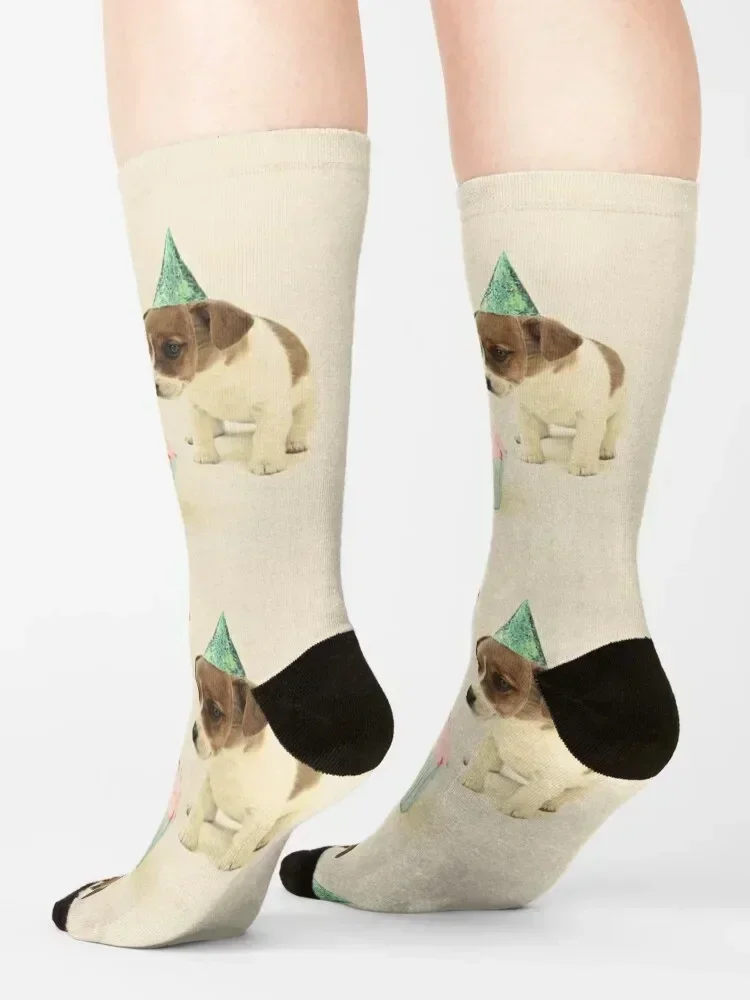 Vintage Puppy Birthday Card Socks new year soccer anti-slip hiking gifts Socks Men Women's