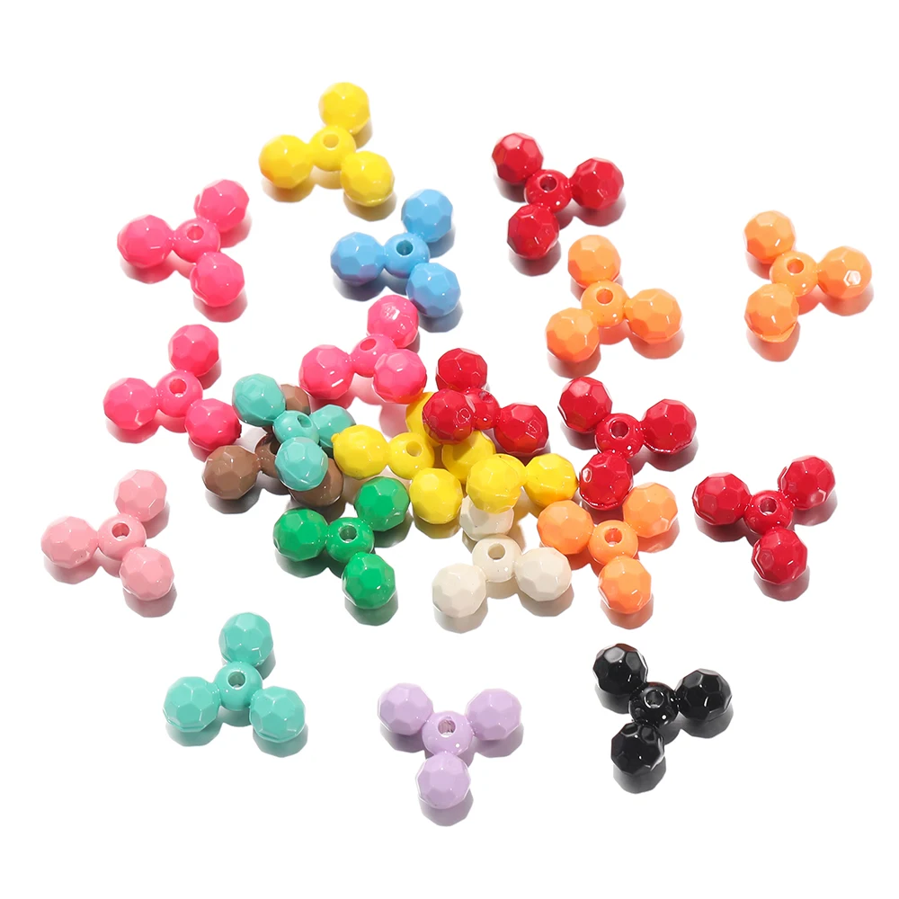 

5PCS Acrylic Triangle Flower Beads with Painted Finish for Jewelry Making & Miniature Accessory Creations