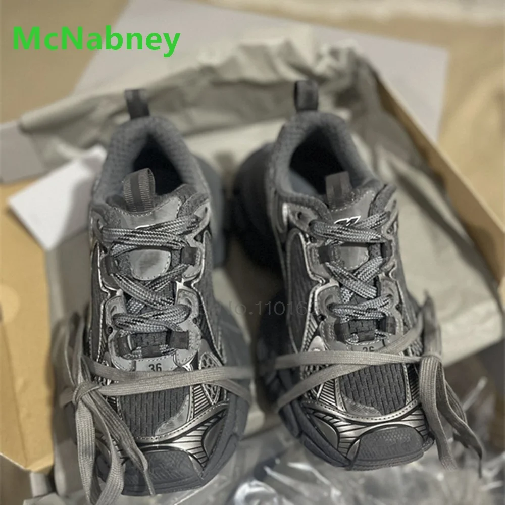 Lacing up Men's and Women's Couple Sport Shoes 2025 Thick Sole Luxury Design Casual Retro Dirty Casual Sneakers Breathable Upper - Image 3