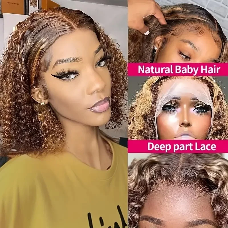 16 بوصة شعر مستعار مموج مجعد 5x5 قبل قطع غلويليس بوب HD الدانتيل الباروكات شعر الإنسان 220 الكثافة 100 شعر بشري برازيلي حقيقي الباروكات للنساء