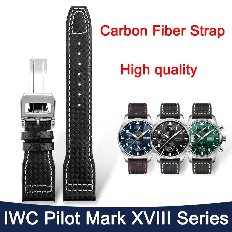 

For IWC Pilot Little Prince Watch with Men's Leather Mark Eighteen Carbon Fiber Watch Strap IWC388101 IWC388103 377714 IW38790