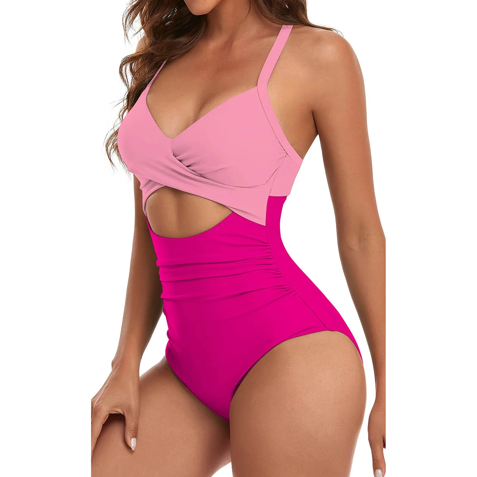 Costume da bagno da spiaggia con Bikini a croce cava Sexy colorato da donna (con imbottitura sul petto senza reggiseno in acciaio)