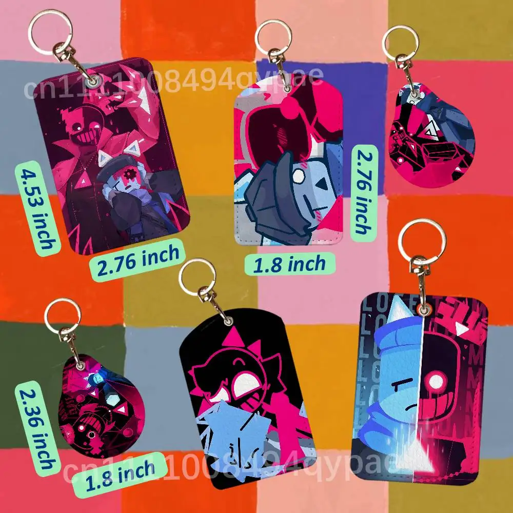 Close To Me Friend Elliot LMS Leather Access Card Case Anti-lost Card Holder Keychain Accessories Fingerprint-proof Key Tag Ring