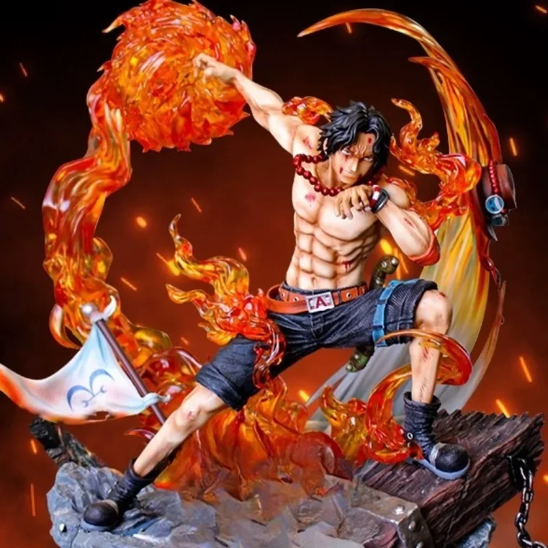 42cm Emperor Yan Ace One Piece Animation Peripherals Extra Large Luminou Model Ornament Statue Anime Deskop Doll Toy Collections