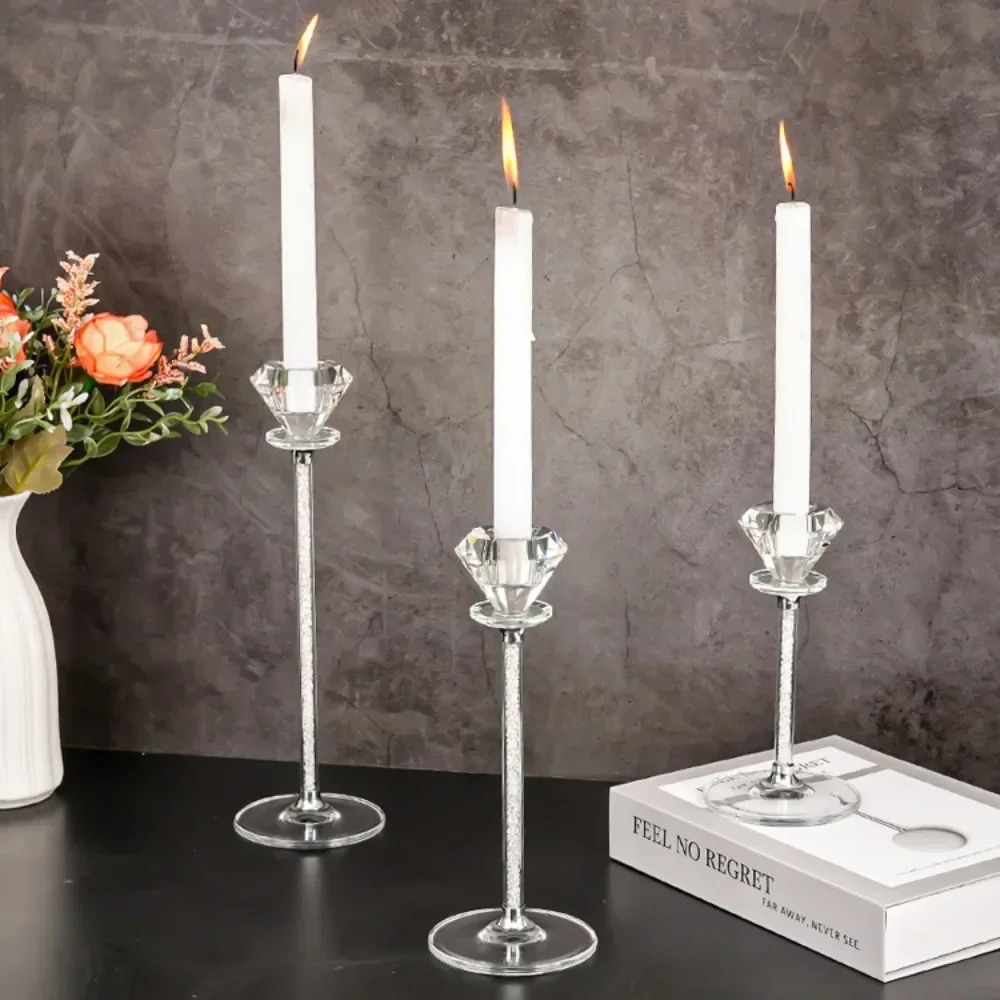Kerzenständer aus klarem Kristallglas, Tischdekoration, Kerzenhalter für Hochzeit, Party, Wohnzimmer, Dekoration