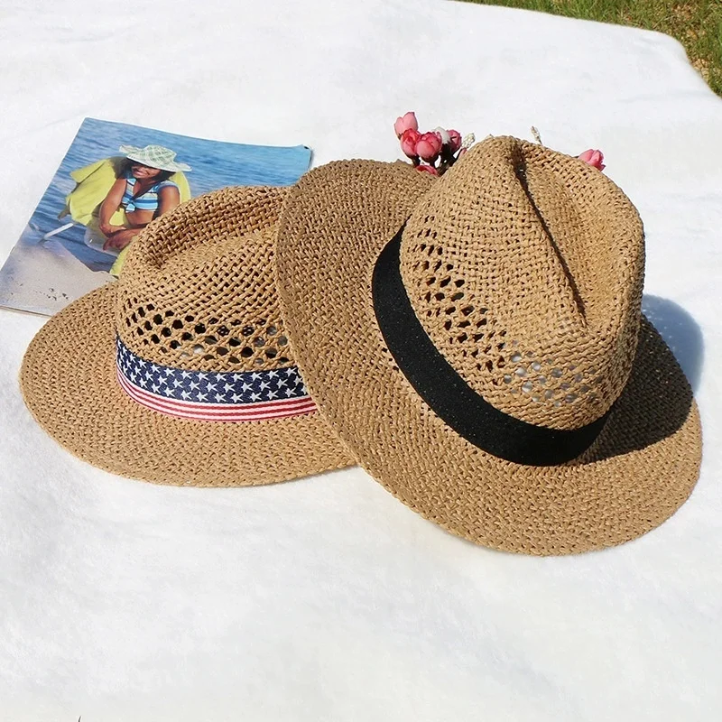 Stylish Hand-Woven Paper Rope Floral-Patterned Openwork Hat for Outings and Shopping—Jazz Cap, Sun Hat, Summer Straw Hat