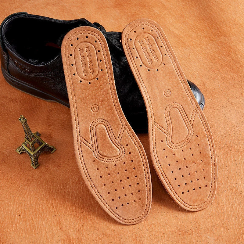 1 Pair Cowhide Insoles For Shoes Men Comfortable Deodorant Casual Leather Insole Feet Quality Genuine Leather Flats Shoe Sole