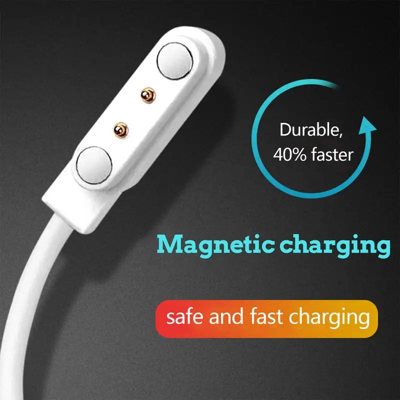 White Colour Universal 2pin 7.62mm Magnetic Absorption Charging Cable USB Power Charger Cables For Children's Smart Watch