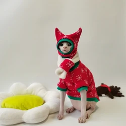 Nuovi vestiti del vestito da neve di natale per il maglione caldo del gatto di hynx per il cappotto invernale del gatto senza capelli giacca in pile per il prodotto dell'animale domestico di differenziale
